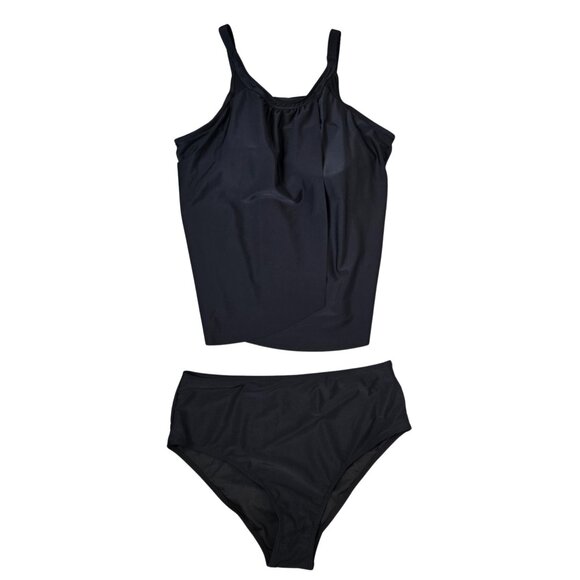 NWOT | Black Tankini Swimsuit High Waisted Tummy Control 2 Piece | XXL - Picture 1 of 6